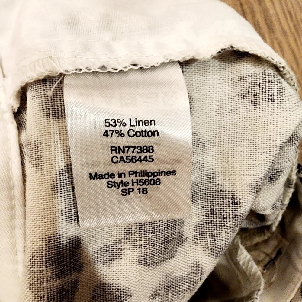 J. Crew White Black Leopard Print Scalloped Linen Cotton Shorts Women's Size 6